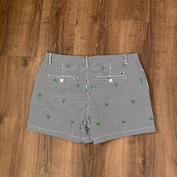 Crown & Ivy Caroline Blue Pin Stripe Palm Tree Shorts Sz 14 - Picture 9 of 12